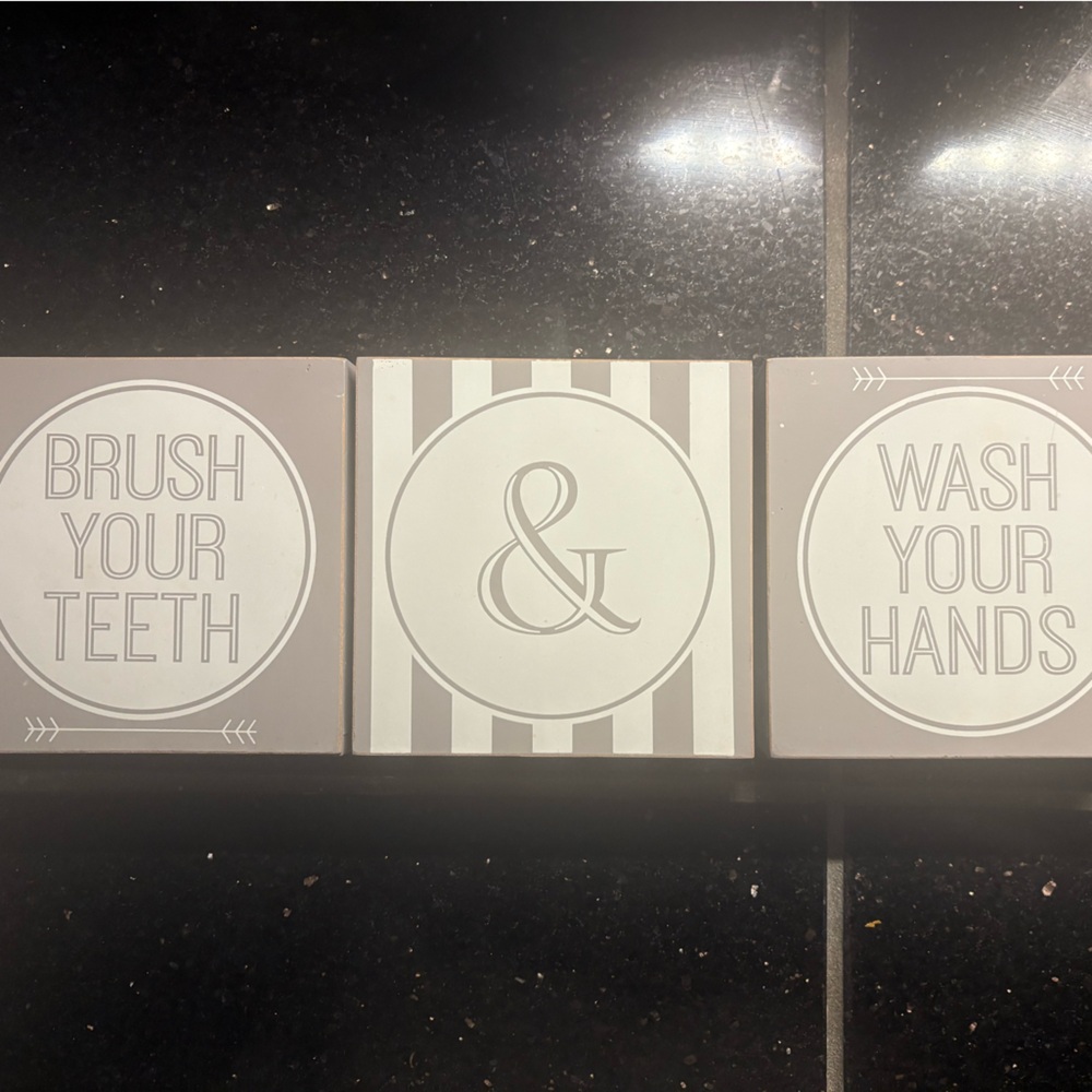 Hobby Lobby Gray and White Bathroom Wall Art Set